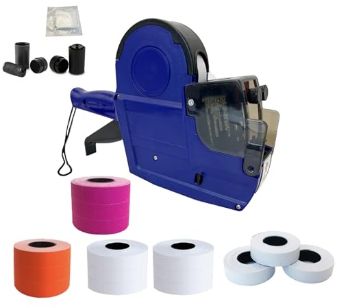 NaviLintek 2 Line 20 Digit Price Gun Labeler w/ 1500 Red 1500 Orange 4800 White Labels 3 Ink Rolls,Date Code Pricing Tagging Stickers Tag Machine for Retail Garage Yard Sale,Label Applicator