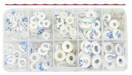 M2 M3 M4 M5 M6 M8 M10 M12 M14 M20 PVC-Unterlegscheiben-Set, Dichtung aus Hartnylon, transparente Isolierung, flach gepolstert, Sortimentskit - mit Klebstoff, 1 Set