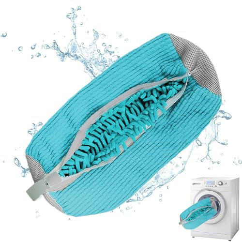 XYHAOAI Schuhe Waschbeutel Wäschenetz, Wiederverwendbare Netzschuhe Wäschesack, Waschbeutel für Schuhe Waschmaschine, Sneaker Waschbeutel mit Reißverschluss, 360°-Reinigung alle Schuhe,Blau,1 Stück