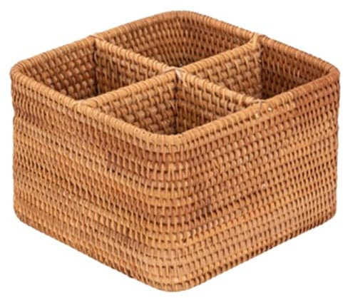 Osmond Caja de almacenamiento tejida a mano, cesta de mando a distancia, caja decorativa para teléfono móvil, caja de almacenamiento cuadrada para oficina y