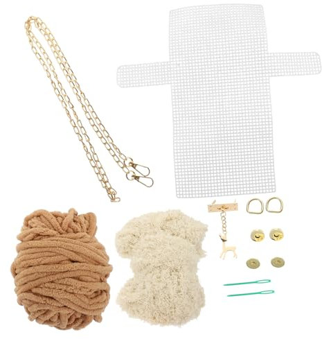 SEWACC Selbstgemacht Gewebtes Geldbörsen Material Satz Mit Hirschanhänger Beige Strickset Für Handgefertigte Taschen Zubehör Zum Selbermachen Geschenk Für Bastler