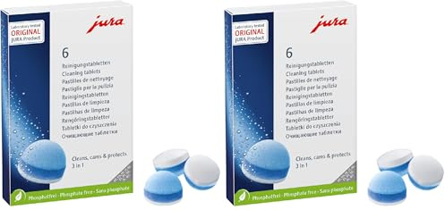 JURA original - 3-Phasen-Reinigungstabletten für 6 Reinigungen - TÜV-zertifizierte Hygiene - 6 Stück - 24225 (Packung mit 2)