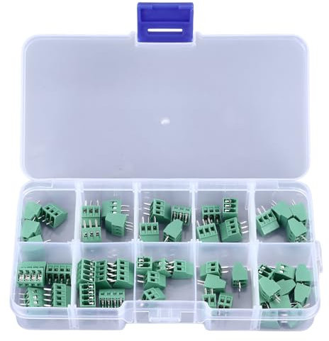 20P-Schraubklemmenblock-Anschlusssatz, 2,54-mm-Raster, 2P-, 3P- und 4P-Klemmenblocksortiment für Leiterplattenmontage, ABS-Material, Kompakt und Leicht, Zweireihiger Elektrischer