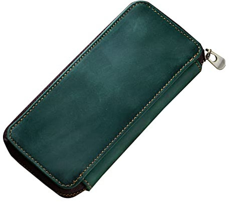 Füllfederhalter-Etui, Hartschale, Leder, Federmäppchen, Reißverschluss, Stifteetui, 3 Stiftfächer, großes Fach für Stifte, Bargeld, Karten