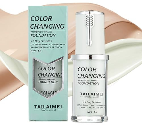 Warm Foundation Color Changing,SPF 15 Ganztägige Flawless Concealer Foundation Make-up,Beathable & Light Liquid Foundation Make-up,Waterproof Green Foundation für Natürliche Hauttöne
