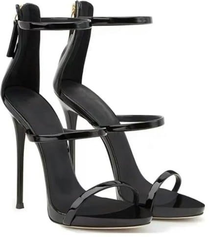 SECWL Sandali con Tacco a Spillo Sexy Estivi da Donna, Moda, Alta qualità, Cerniera per Banchetti, Cinturino Combinato, Scarpe con Tacco Alto