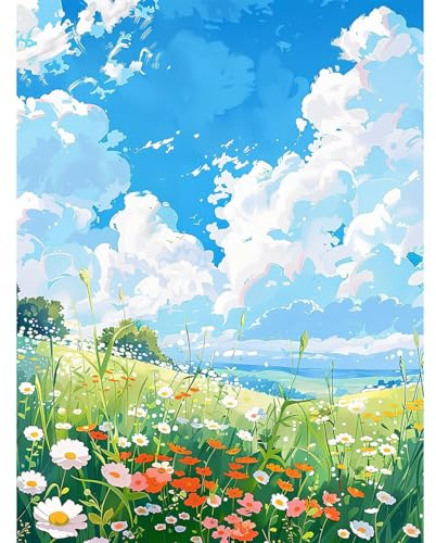 UNIQUORS Malen Nach Zahlen Erwachsene Landschaft, Ölgemälde Leinwand Blumen, DIY Malen Nach Zahlen Kinder mit Pinsels Und Acrylfarbe, Ohne Rahmen (40x50cm)