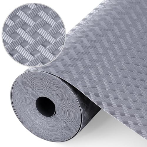 Voarge Tappetino per Cassetti, Tappetini Antiscivolo per Cassetti Non-adesivo EVA Frigorifero Cucina Ripiani Transparente/30cm x 150cm (Grigio)