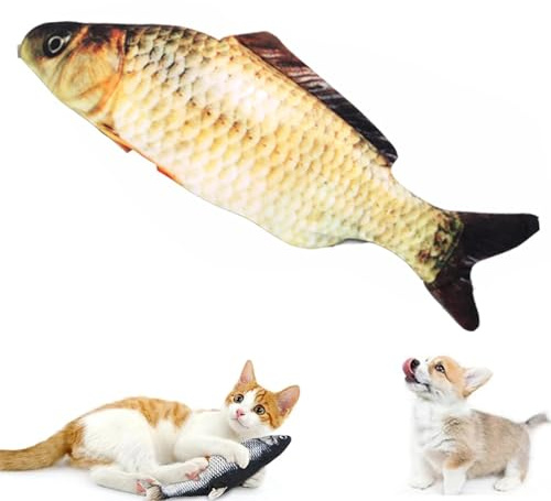 CHENRI Vibrating Fish for Dogs, Fisch Hundespielzeug, Katzenspielzeug Fisch Selbstbeschäftigung Elektrisch mit Katzenminze, Interaktives Simulation Waschbares Katzen Spielzeug für Hund Katze ﻿ (A)