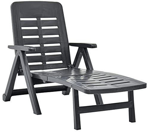Myheimly Klappliege Witterungsbeständig Klappbar Sonnenliege Gartenliege Relaxliege Liege Strandliege Saunaliege Gartenmöbel Kunststoff,Anthrazit