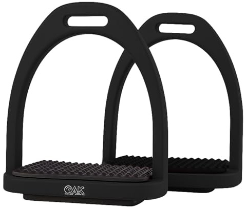 AK Baspro - Staffa per cavallo, in plastica, ad alta resistenza, durevole, in plastica di qualità, staffe di sicurezza, staffe per equitazione con cuscinetto in gomma antiscivolo, AKRS-6047-02 (nero