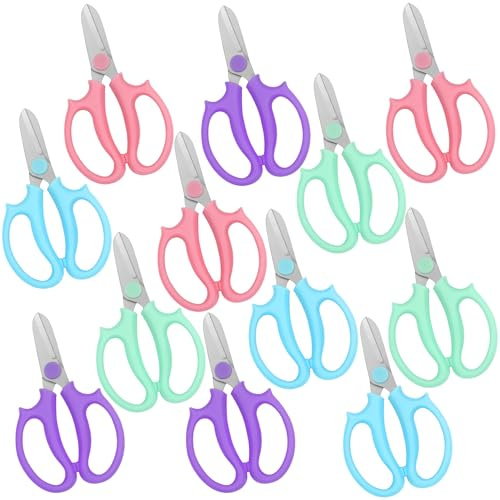 Yihurlm 12 Pcs Flower Scissors, Stainless Steel Floral Shear, Premium Garden Pruning Shears, Sharp Garden Scissors, Flower Shears for Fresh Flowers Gardening (Blue, Green, Pink, Violet)