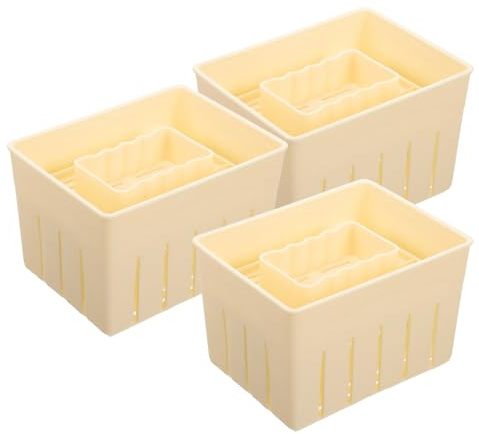VALICLUD 3pcs Tofu Press Mould and Cheese Press Tool Plastic Household DIY for Homemade Tofu and Cheese 140x105x95mm Lid Kitchen Bean Curd