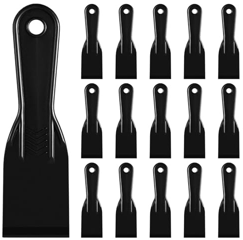 16 Pcs Plastic Putty Knife 2 Black Flexible Putty Knife Scraper Plastic Knives Putty Knife Set for Spackling,Repairing Walls, Removing Wallpaper,Pasting Plaster, Applying Mud