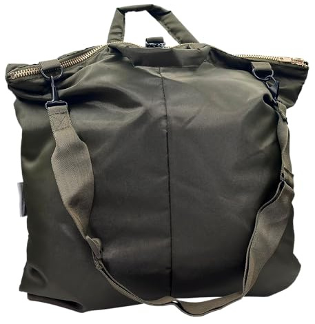 Bolsa de Vuelo Militar, Porta Cascos para Pilotos de Combate, Nylon Resistente, Color Verde Oliva, con Cremallera y Correa Ajustable + Parche US Navy Seals Regalo para Coser en la Bolsa