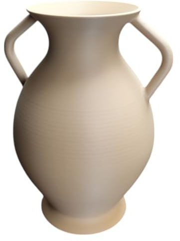 Vase décoratif amphore grecque, carafe en céramique de style ancien à deux poignées, sculpture de décoration d'intérieur (beige)