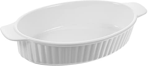 TOPPERFUN Plat à Gratin En Céramique à Double Poignée 9.5 Pouces Ustensile Cuisine Antidérapant Plat De Service Pour Repas Chauds Et Froids Pour Restaurants Et Maison