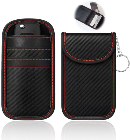 2PCS Faraday Pouch for Car Keys, Faraday Bag, Signal Blocking Keyless Entry Protector Bag with RFID NFC WiFi Bluetooth Shielding, Anti-Theft Key Fob Case for Car Security, Carbon Fibre Design