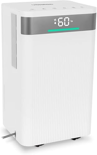 VONROC Elektrisk avfuktare, liten 12 L/dag avfuktare med 2L-tank - 2-stegs luftrening - tvättläge - Wi-Fi Smart App - för rum upp till 25 m²