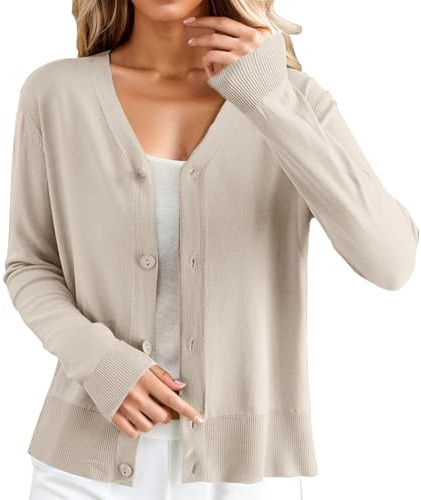 Cocila Cardigan en De Soie GlacéE à Manches Longues pour Femmes avec Jupe Et Col V Veste Floue (Khaki M) Veste Mi Saison Blanche Courte Blouson Moto Pas Cher Simili Cuir Grande