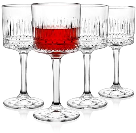 Cambareign Weingläser 4er-Set, 400ml Große Kristall Weinglas, Quadratische Rotweingläser mit langem Stiel, Geschenke für Hochzeit Geburtstag
