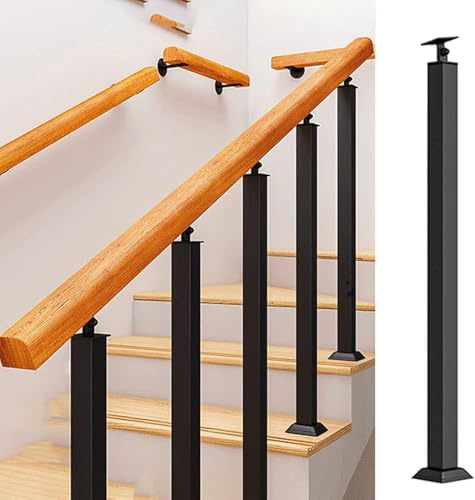 TMKDNNKG Corrimano per Garage, Ville, verande, balconi, balaustre per Scale, ringhiere per Scale in Metallo Nero, corrimano per Scale, Kit Completo per corrimano 1 Pezzo (Dimensioni: 95 cm)