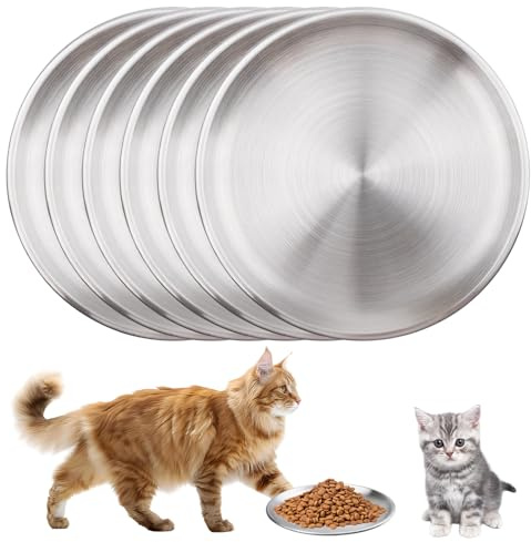 6 Stück Katzennapf Flach Edelstahl:17cm Katzennäpfe Mit Rutschfestem Boden, Futternapf Katze Katzenteller Anti Whisker Fatigue, Fallsicher Fressnapf Futterschale Für Kleintiere & Katzen