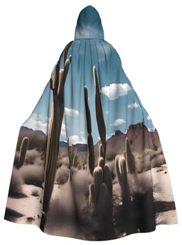 WHJDPP beautiful cactus Picture Halloween Adult Hooded Cape Cloak with Bow Tie for Costume Parties, Cosplay