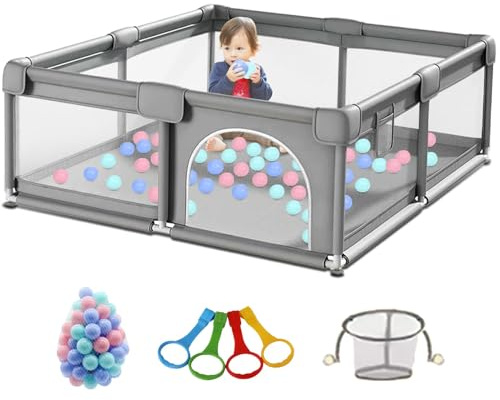 Veitoalioy Laufstall Baby, Laufstall für Drinnen, Großer Laufgitter Baby, Kinderaktivitätszentrum Spielhof Spielplatzpark für Kinder mit Antikollisionsschaum (1.2 * 1.6M)