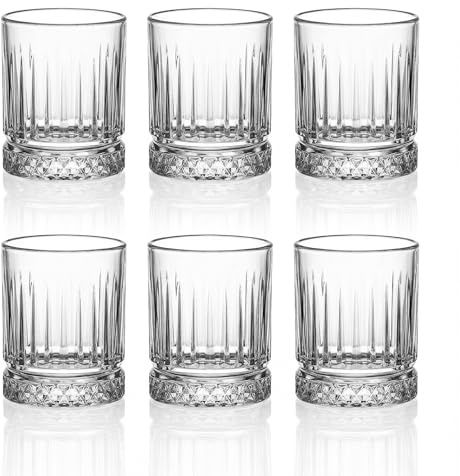 Der-Porzellan-Laden by Pasabahce Elysia - Set di 6 bicchieri da liquore, 60 ml, in vetro di cristallo, taglio sfaccettato, lavabili in lavastoviglie