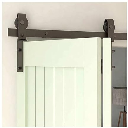 Barn Door Sliding Rail Kit,Folding Hardware Rails,Steel Double-Sided Hanging Rail Kit,Suitable for Closets Bathrooms and Garages.(150cm Orbit)