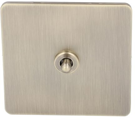 Generic AC250V Bronze Antique Interrupteur à Bascule Unipolaire Panneau en Acier Inoxydable 1 Gang Interrupteur D'alimentation 2 Voies pour la Décoration de la Maison, à Bascule Mural Résistant à la