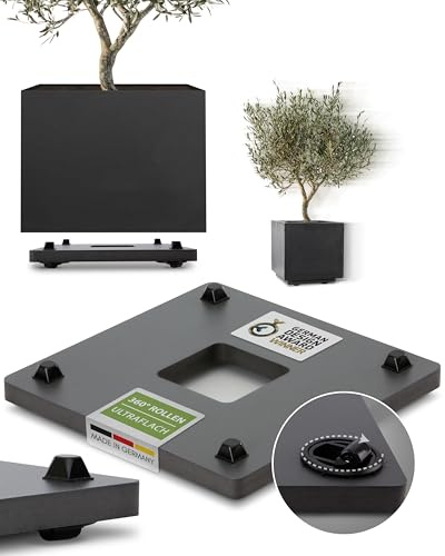 Pflanzwerk® Porta Plantas rodante *ULTRAPLANO Diseño Bajo Plato con Ruedas* 38x38cm para Todas Las macetas y jarrones *Diseño Patentado* * Capacidad de Carga 120KG* * Made in Germany **.
