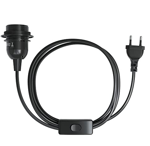 EAZY CASE - Lampenfassung E27 mit Kabel [MIT SCHALTER] - Fassung E27 mit Kabel - Lampenfassung mit Schalter - Lampenkabel mit Fassung - Glühbirne mit Kabel - Lampenfassung mit Stecker - Für DIY Lampen