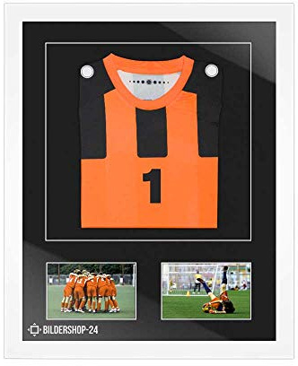 Bildershop-24 Bilderrahmen Trikotrahmen stabil RahmBig Weiß 50 X 70 cm Rahmen für Trikots, Sport Shirts + Passepartout Schwarz