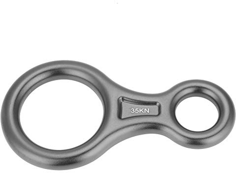 Bnineteenteam Descensor de Velocidad de Escalada 8 35KN, Aleación de Aluminio Figura 8 Placa de Calaje de Descenso para Descenso Recordatorio(Gris) Anillo de Escalada