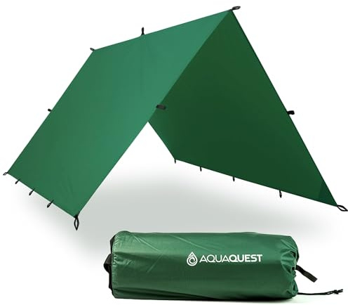 Aqua Quest Guide presenning – 100% vattentät ultralätt RipStop Silnylon backpacking regnfluga – (grön, 3 x 2)
