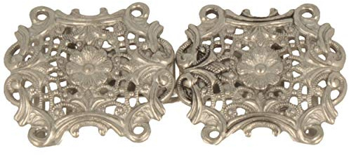 Breiter Dirndl Schnalle Schließe, Trachten-Schürzen-Verschluss, Metall, mit Blume, 80 x 40 mm – romantische Verzierungen