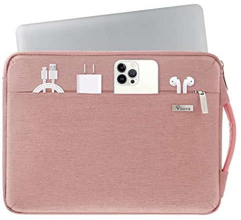 Voova Funda Portatil 14-14.6 Pulgadas (33×23,5×2,5CM) 360°Protectora Funda Ordenador para Macbook Pro 14, Chromebook 14, HP 14, Inspiron 14 Funda PC Bolsa Portatil Impermeable, Rosado