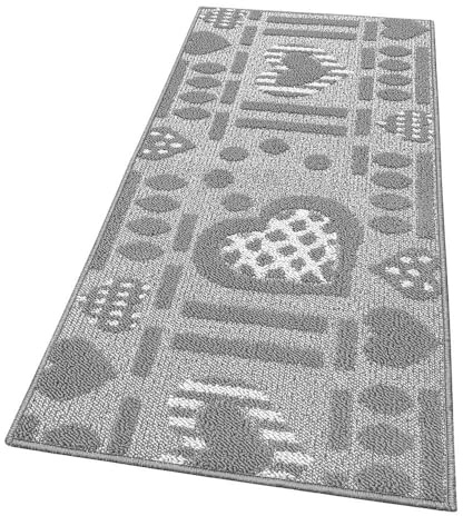emmevi Tappeto Cucina Antiscivolo Cuori 3D Lavabile Moderno Varie Misure MOD.Clelia Dis.A 57X230 Grigio