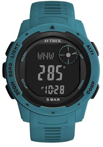 AVTREK Waterproof Digital Watch, Outdoor Sports Watch, Military Army Watch with Pedometer, Altimeter, Compass - Perfect for Men, Women, and Teenagers (Blue)