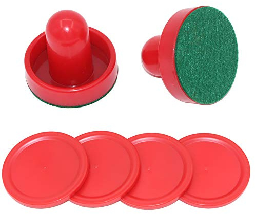ccHuDE 2 Pcs Red Air Hockey Pushers and Air Hockey Pucks Great Goal Handles Paddles Replacement Accessories for Game Tables