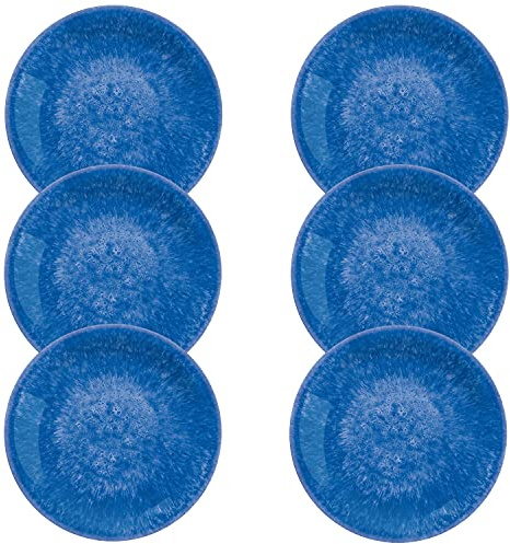 Bali Brights Dark Blue/Indigo Melamine/Plastic/BBQ/Outdoor Dinner Plate Set (6)