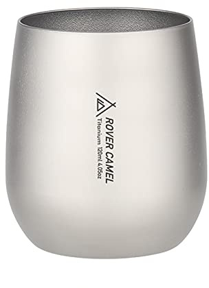 Flytise Gobelet à thé isotherme ultra léger à double paroi - 120 ml - En titane - Pour le camping, la randonnée, le bureau