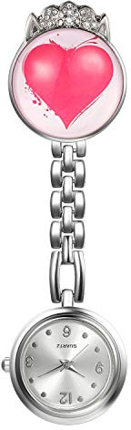 Avaner Krankenschwesteruhr Damen FOB Taschenuhr Analog Quarzwerk Pflegeruhr Cartoon Mädchen Ansteckuhr mit Clip Arzt Doktor