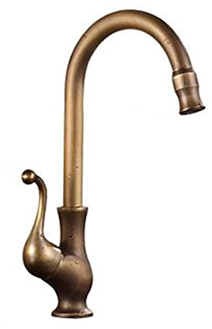 BiaoTeng Kitchen Mixer taps Antique Brass Kitchen Faucet Kitchen Mixer taps 1 Hole Brass Kitchen Faucet 360 swivelable Kitchen taps Kitchen Faucet 360° Swivel for Sink,Antique D