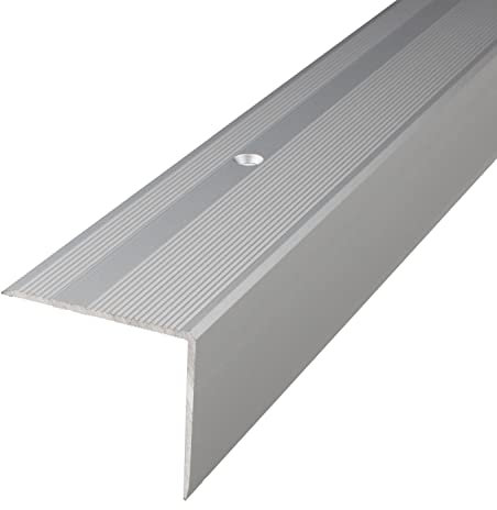 PROVISTON | Treppenkantenprofil | Breite:45 mm | Höhe:40 mm | Länge:1000 mm | Winkelprofil | Metallprofil | Aluminium eloxiert | Silber | Gebohrt | 1 Stück
