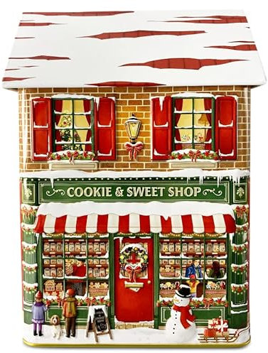 Stadthaus Winter Cookie & Sweet Boîte à pâtisseries, boîte de rangement, boîte à biscuits, boîte en étain, rangement pour biscuits et pain d'épices