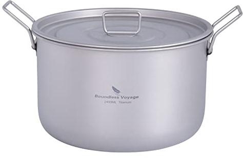 Boundless Voyage Pentola in titanio da 2,4 l con manici pieghevoli, kit per campeggio ed escursionismo, set di pentole e padelle Ti2108C