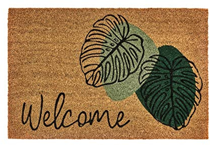 LOLAhome Felpudo Antideslizante Hojas de Fibra de Coco Natural de 60x40 cm